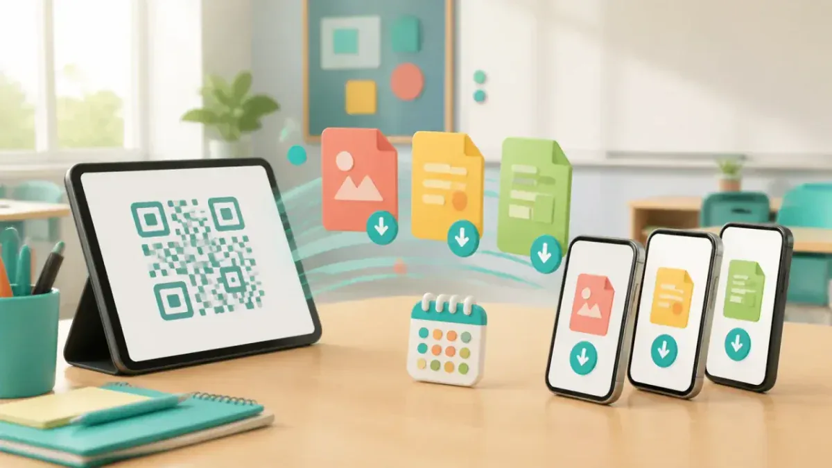 Resource Drop QR file sharing from a host screen to participant phones